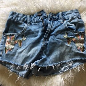 Embroidered Jean Shorts